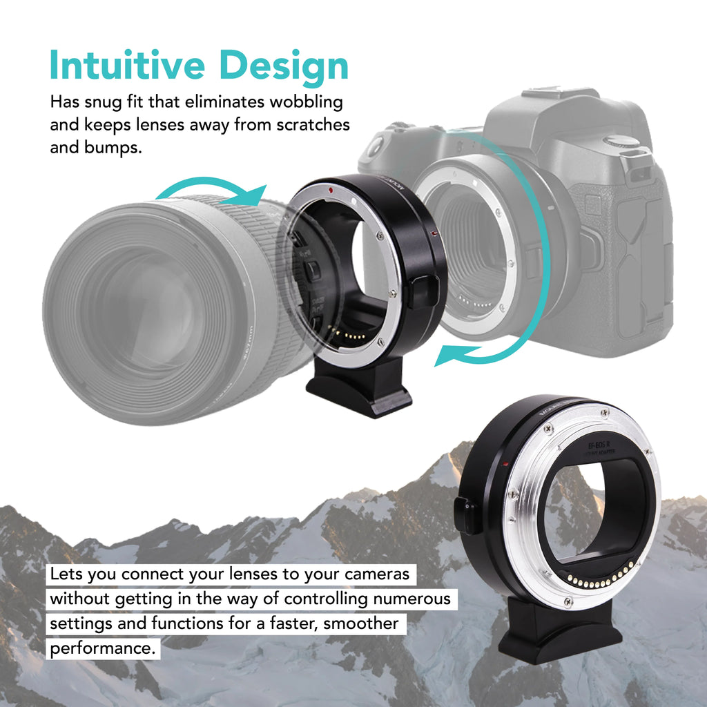 Foto&Tech EF-EOS R Mount Adapter, Auto-Focus Lens Mount Converter Compatible with EF EF-S Lens, Canon EOS R R5 R6 RP Mirrorless Digital Camera Body and Red Digital Cinema Mount