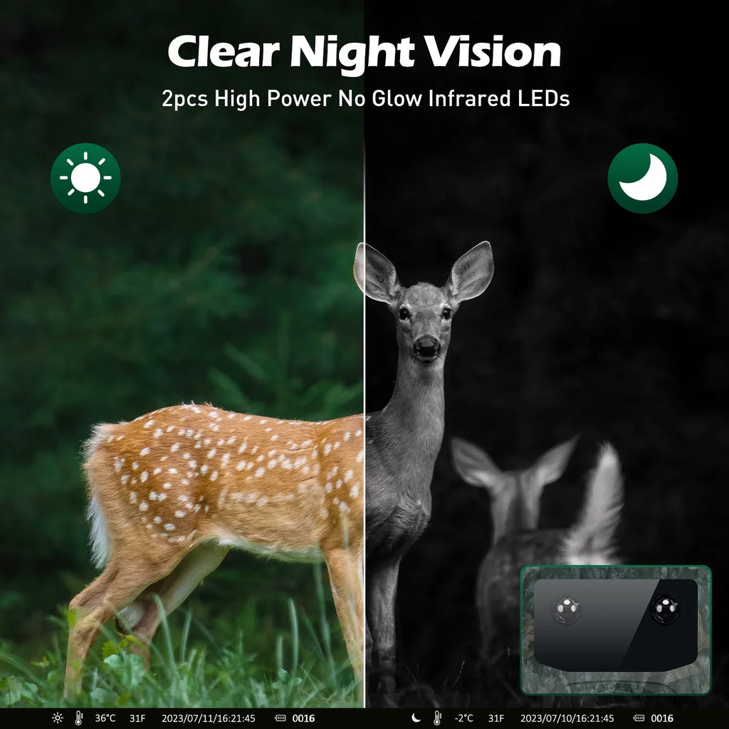 TOGUARD 4K 40MP Trail Camera, Game Deer Hunting Camera with Night Vision Waterproof IP66 0.1s Trigger Time Latest Sensor Motion 120° Wide Angel Time-Lapse for Wildlife Monitor Trail Cam with SD Card