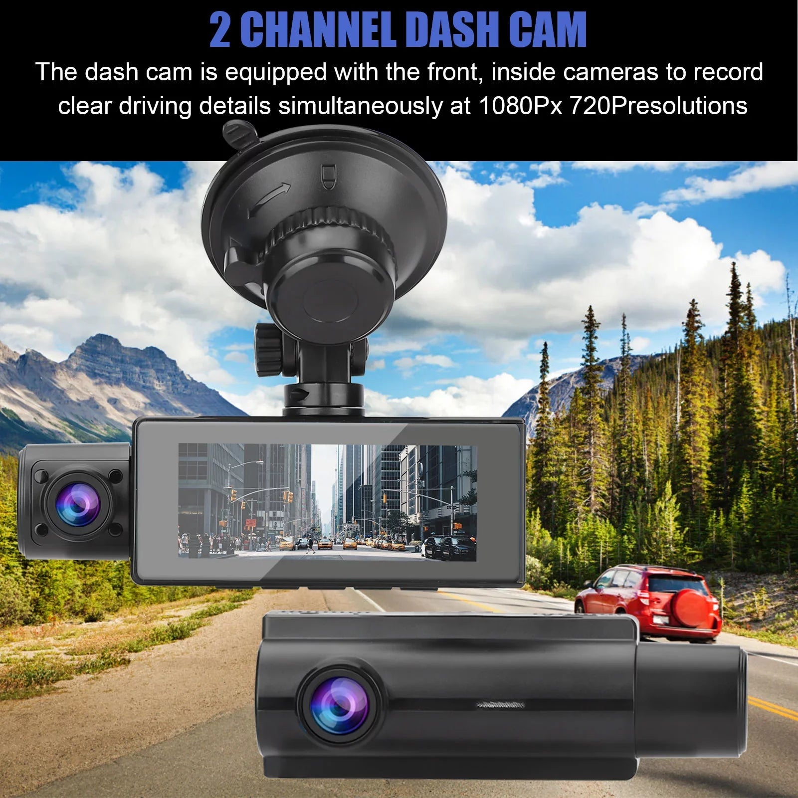 Dual Dash Cam, TSV 1080P Driving Recorder Camera for Cars, 170° Wide Angle Front Inside Camera with 3.16inch Screen, Night Vision, Loop Recording, G-Sensor, Parking Monitor, WDR