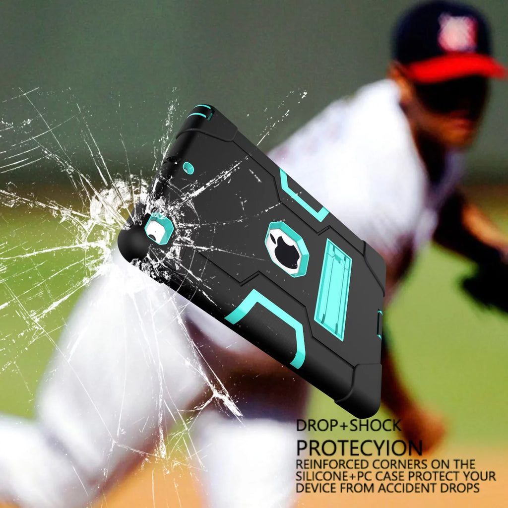 Allytech Case for New iPad 9.7 2018 2017,iPad 6th/5th Generation Case,Three Layer Shockproof Armor Defender Protective Case Cover for Apple iPad 9.7 2017/2018 A1893 A1954 A1822 A1823 (Black/Aqua)