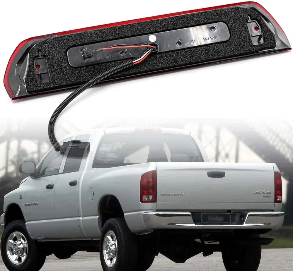 NSLUMO Led Third Brake Light Replacement for 2002-2009 Dodge RAM 1500 2500 3500 Red LED Strobe 3rd Brake Light White Reverse Cargo Light Kit Euro Clear Lens CHMSL Rear Tail Brake Lamp Assembly