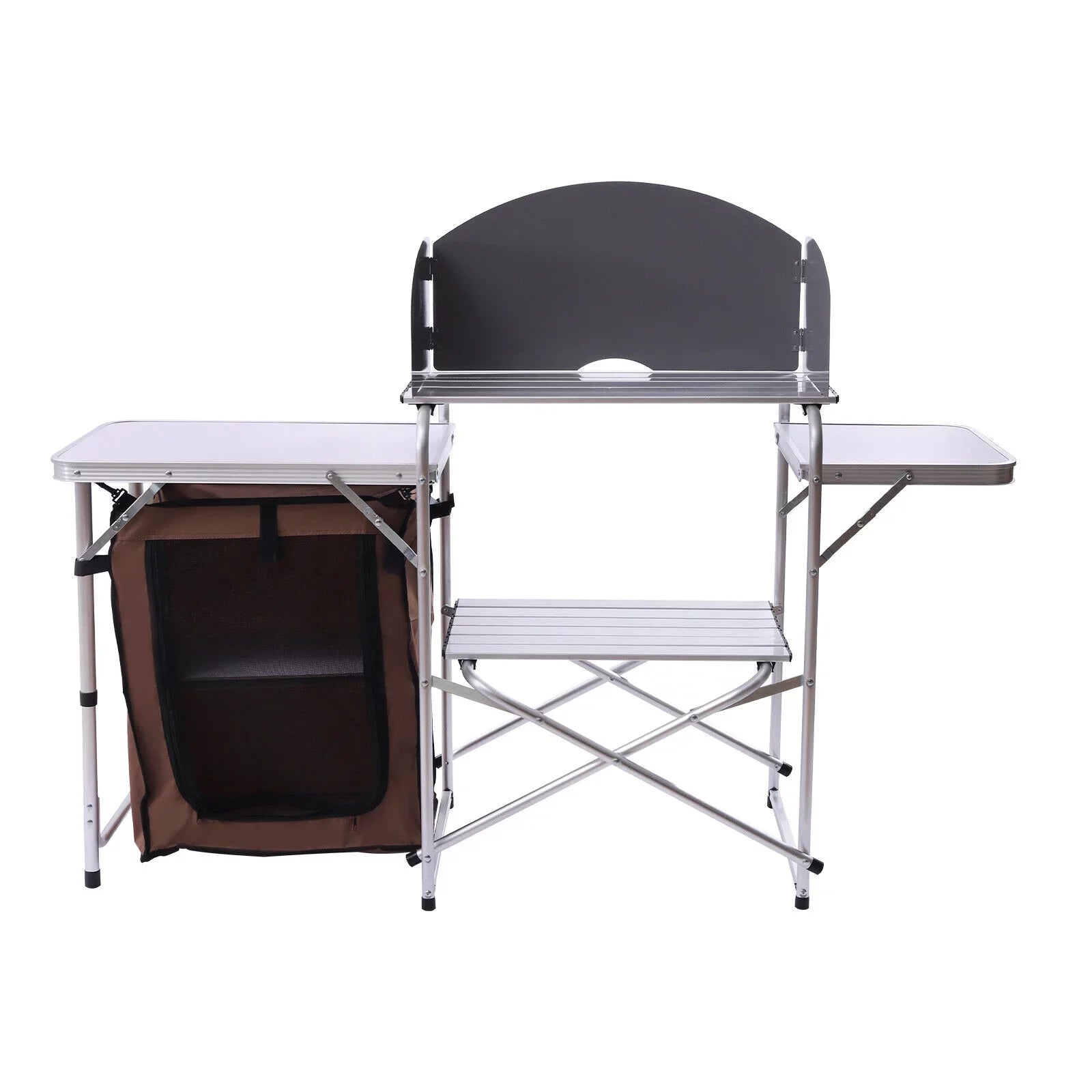 Miumaeov Portable Camping Kitchen Table Picnic Cabinet Folding BBQ Table Storage Rack