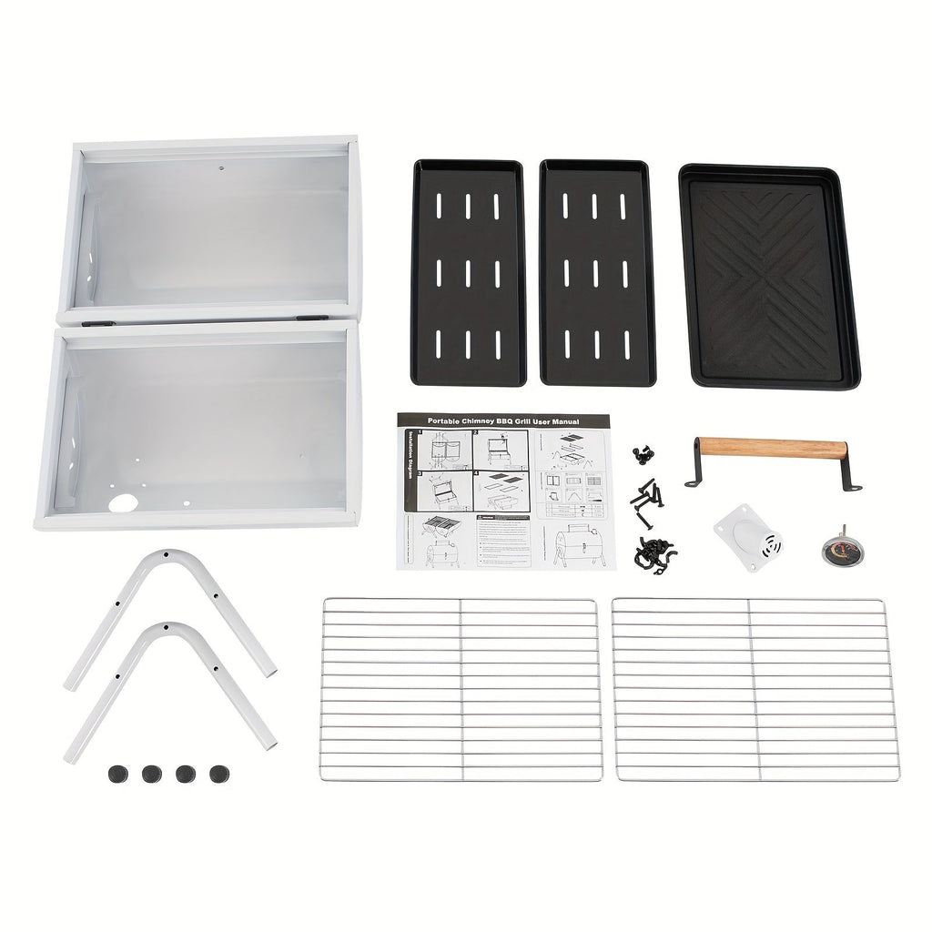 DFSDFGF32 White Multi-functional BBQ Grill with Thermometer