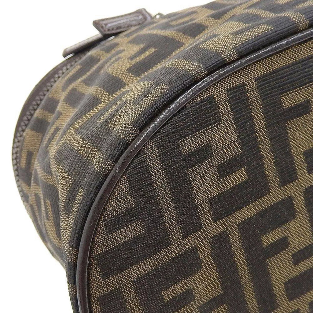 Pre-Owned FENDI Zucca Pattern FF Vanity Bag Handbag Pouch Canvas Brown (Fair)