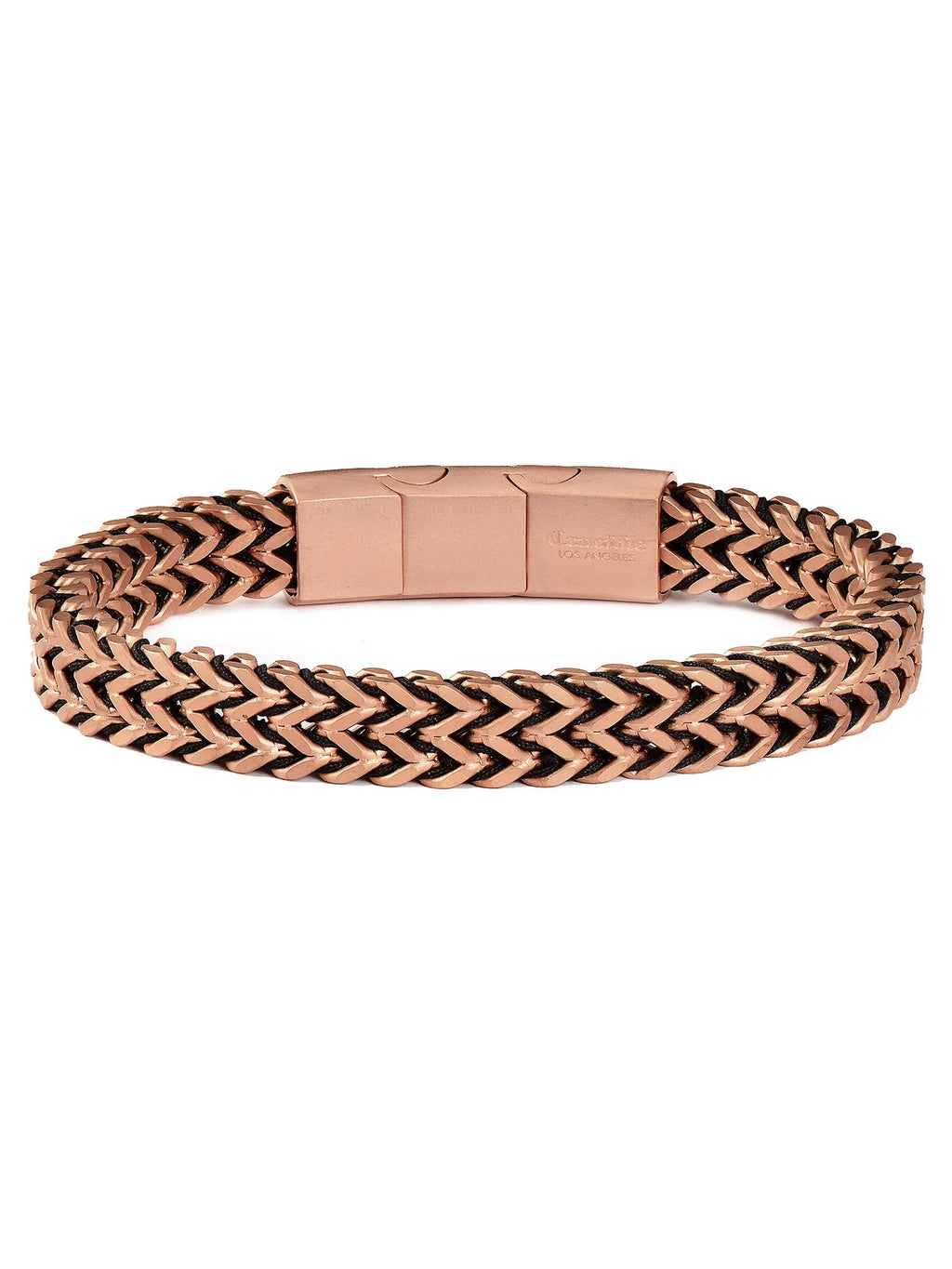 Coastal Jewelry Men's Matte Finish Rose Gold Plated Stainless Steel Double Franco Row Chain Bracelet (10mm) - 8" + 0.5" Ext.