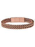 Coastal Jewelry Men's Matte Finish Rose Gold Plated Stainless Steel Double Franco Row Chain Bracelet (10mm) - 8" + 0.5" Ext.