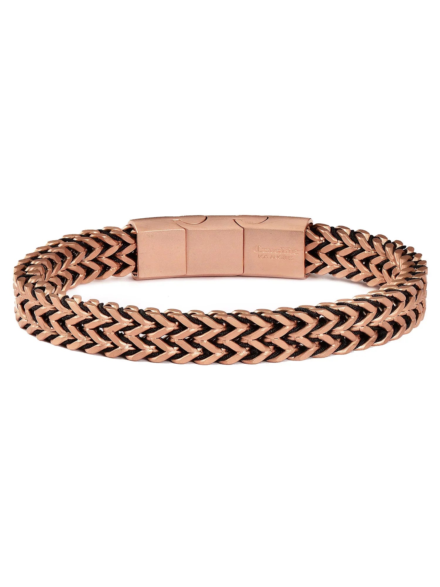 Coastal Jewelry Men's Matte Finish Rose Gold Plated Stainless Steel Double Franco Row Chain Bracelet (10mm) - 8" + 0.5" Ext.