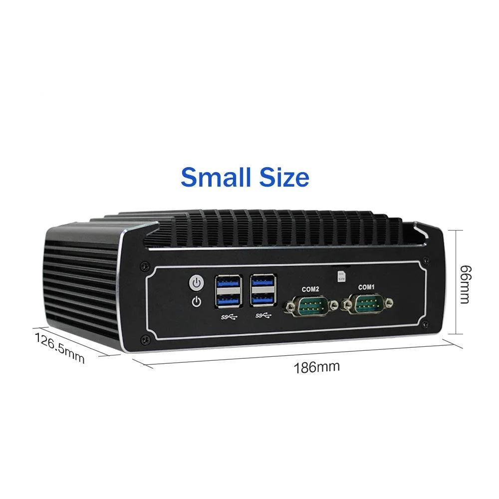PARTAKER Fanless Mini PC, 4K Powerful Industrial Mini Computer, Intel Core 5 8250U 8th Gen, 4 Cores CPU, 16GB Ram 240GB SSD 1TB HDD, Dual Nic, HD, DP, 4*USB3.0, SIM Card Slot, 2 COM, Windows 10 Pro