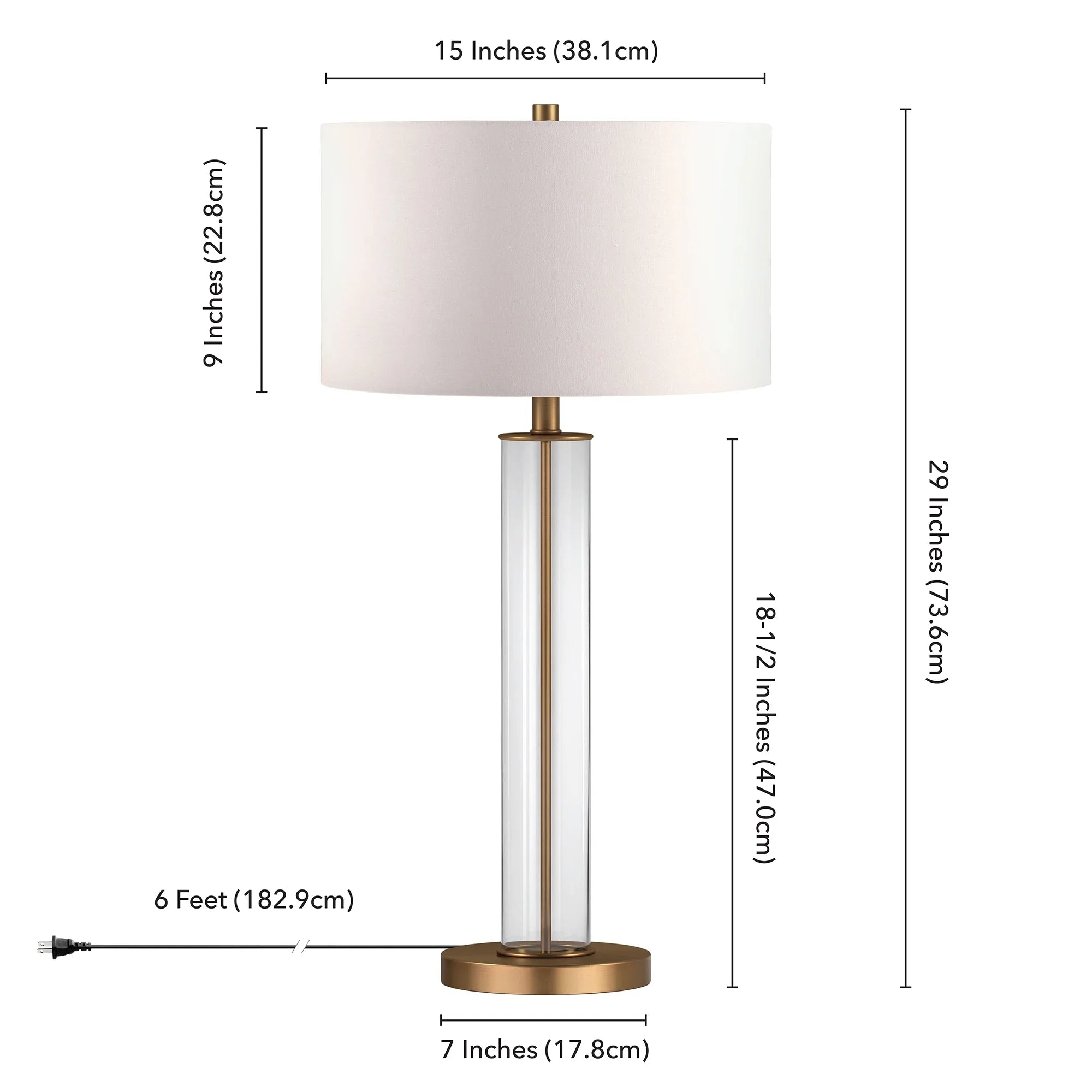 Evelyn&Zoe 29" Traditional Clear Glass Table Lamp with White Drum Linen Shade