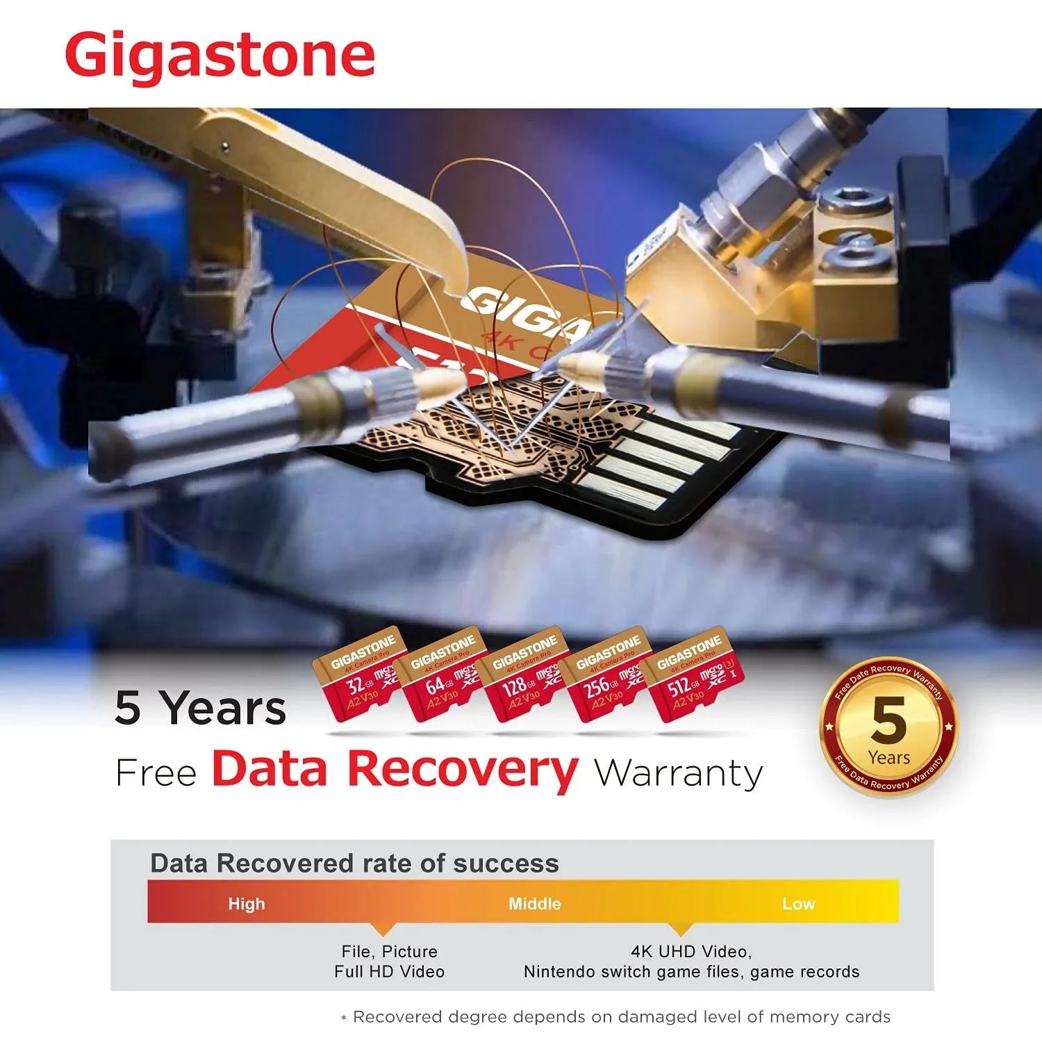 Gigastone 128GB Micro SD Card, 4K Video Recording, 4K Camera Pro, compatible with Nintendo Switch, Dash Cam, GoPro Cameras, R/W up to 100/50 MB/s, Micro SDXC UHS-I A1 V30 Class 10, 2 Pack (2x128GB)