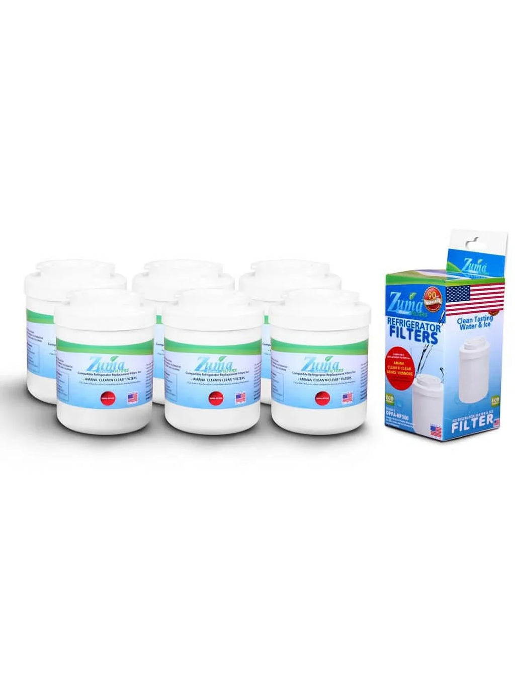 ZUMA Brand , Water and Ice Filter , Model # OPFA-RF300 , Compatible with Amana® 12527309 - 6 Pack - Made in U.S.A.