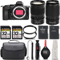 Nikon Z5 Mirrorless with 50-250mm f/4.5-6.3 VR Lens + 24-70mm f/4 S Lens + 64GB Storage + UV Filter + Backup Battery + Case + Cleaning Kit - International Version