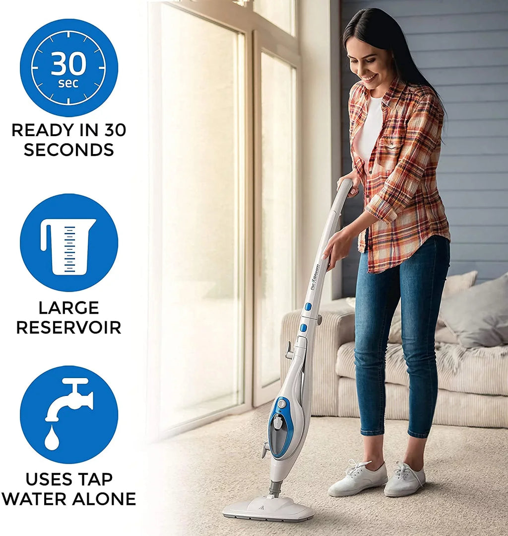 Steam Mop Cleaner 10-in-1 with Convenient Detachable Handheld Unit Use on Laminate, Carpet
