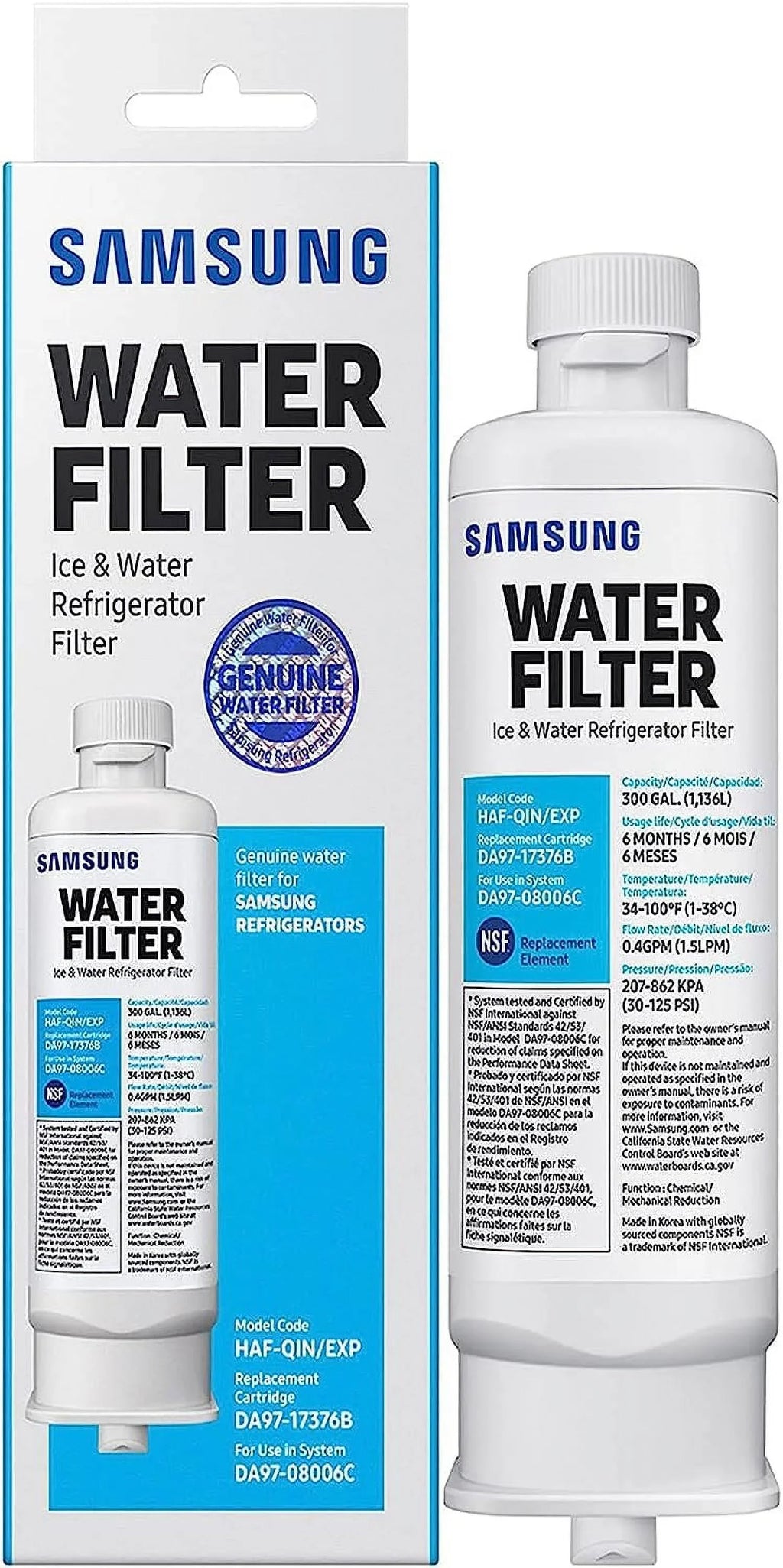 DA97-17376B HAF-QIN, DA9717376B HAF-QIN/EXP Refrigerator Water Filter RF23M8070SG Pack of 4