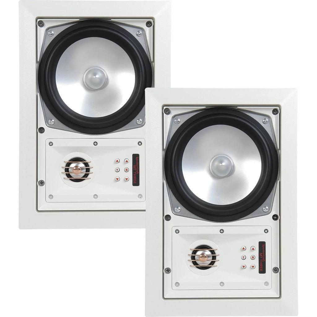 SpeakerCraft MT6 Three - In-Wall or Ceiling Speaker Includes White Grill - (Multipack of 4 pair, 8 speakers total)