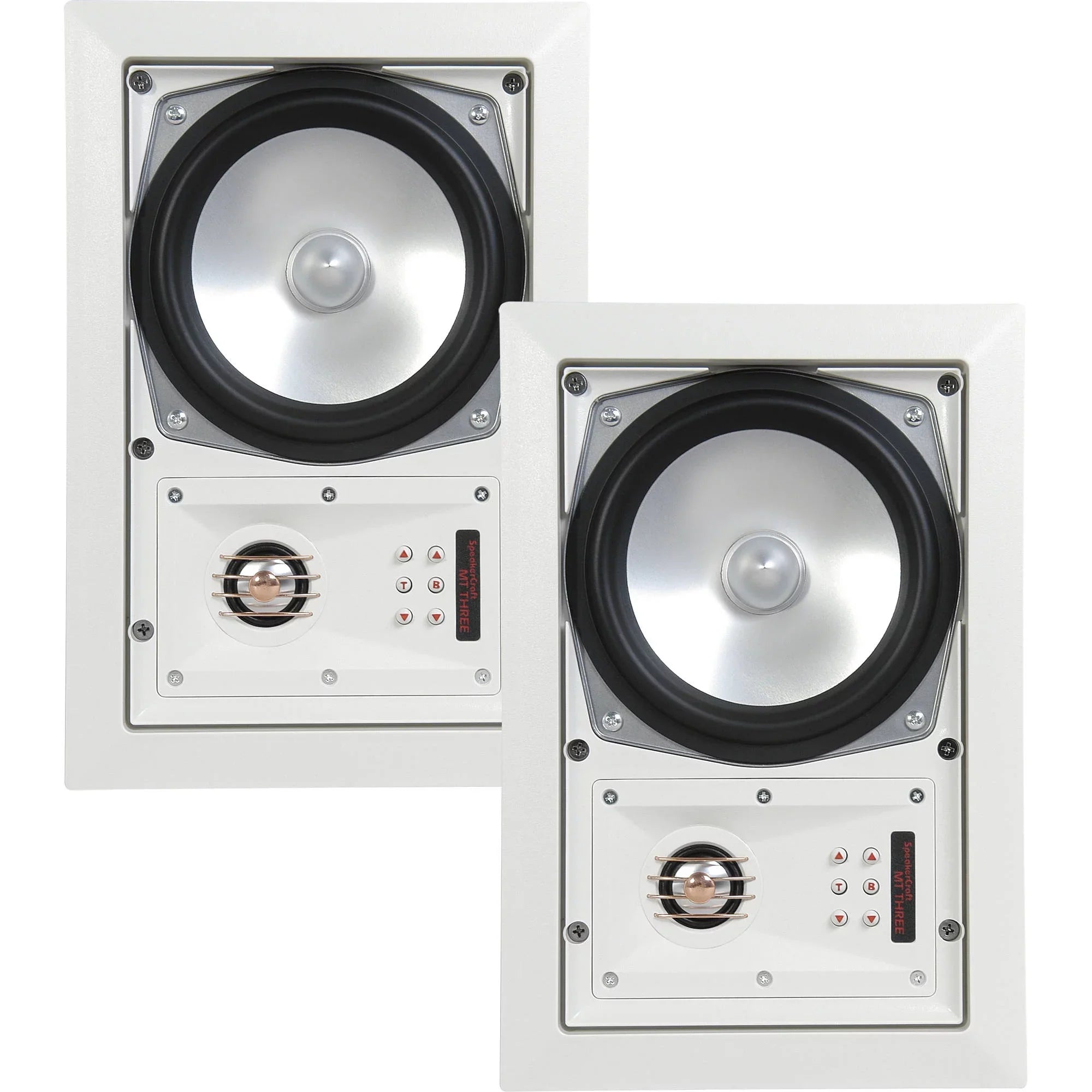 SpeakerCraft MT6 Three - In-Wall or Ceiling Speaker Includes White Grill - (Multipack of 4 pair, 8 speakers total)