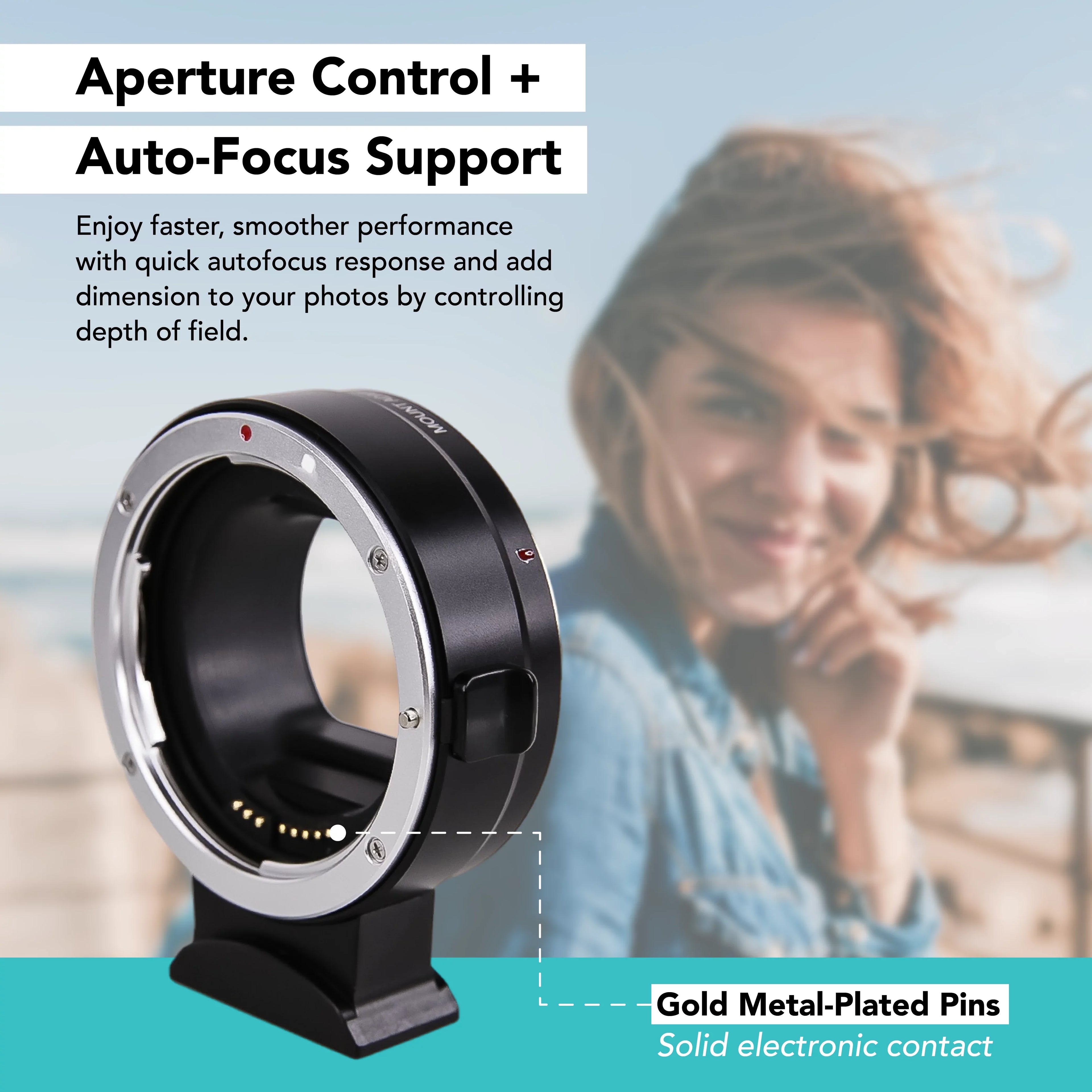 Foto&Tech EF-EOS R Mount Adapter, Auto-Focus Lens Mount Converter Compatible with EF EF-S Lens, Canon EOS R R5 R6 RP Mirrorless Digital Camera Body and Red Digital Cinema Mount