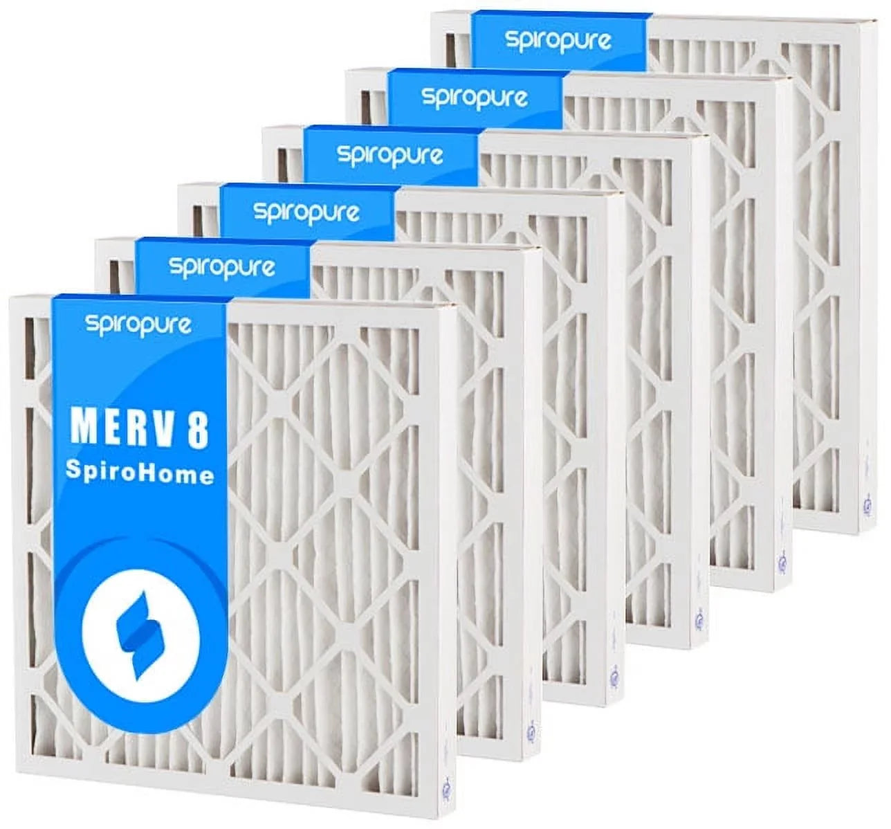 SpiroPure 17.5x24.5x2 MERV 8 Pleated Filter Air Filters - Made in USA (6 Pack)
