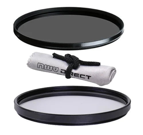 Vivitar High Grade 67mm UV (Skylight 1A) Filter, Vivitar High Grade 67mm Circular Polarizing Filter, & Nwv Direct Microfiber Cleaning Cloth.