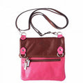 Italian Artisan  Brigit Womens Luxury Shoulder Bag in Soft Genuine Calf Leather Handbag, Fuchsia & Brown