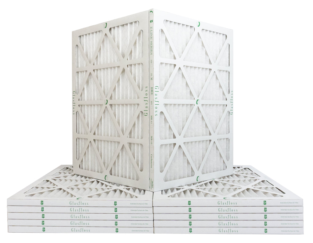 Glasfloss 16x24x1 - MERV 10 -Qty:12 - Furnace Air Filter - Made in USA (Actual Size: 15.5 x 23.5x7/8 inch)