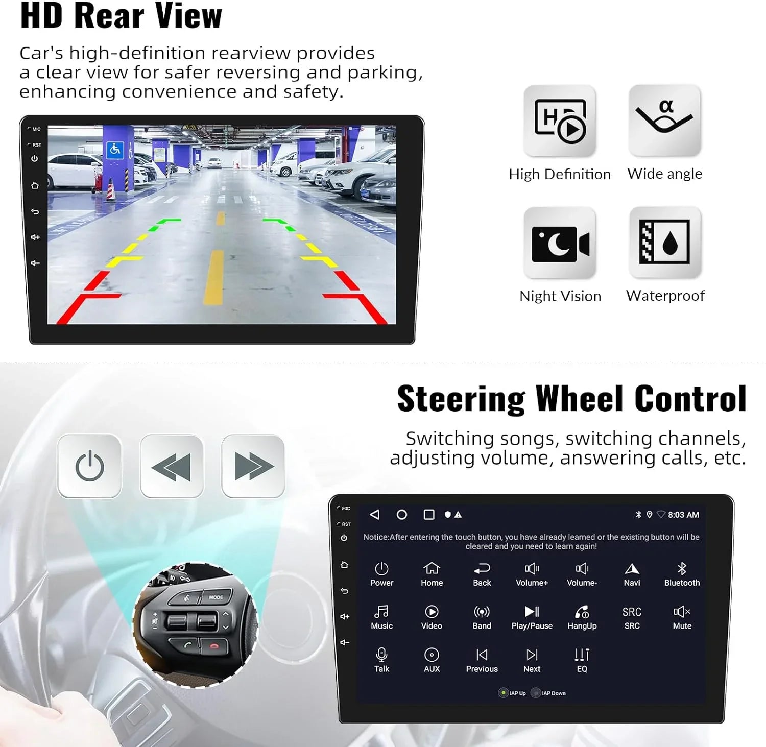 1+32G Car Stereo Android 13 Carplay,10.1 inch HD 1080P Touchscreen FM Receiver Radio Player with Bluetooth Support Change Theme GPS Navigation WiFi USB Mirror Link with Backup Camera