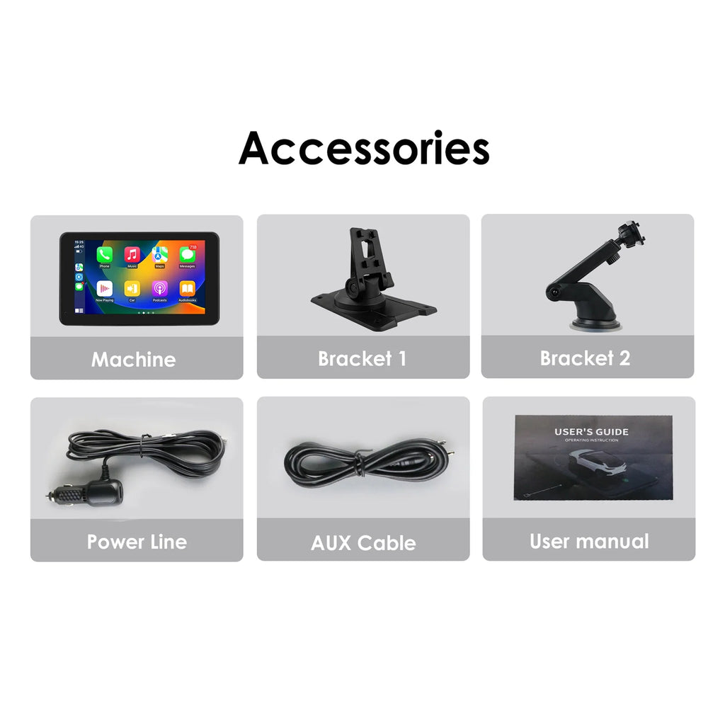 GPS Navigation Apple Carplay AUX FM Car Radio Stereo Head Unit 7" Touchscreen 360° Adjustable Portable Mirror Link Android Auto Monitor Player