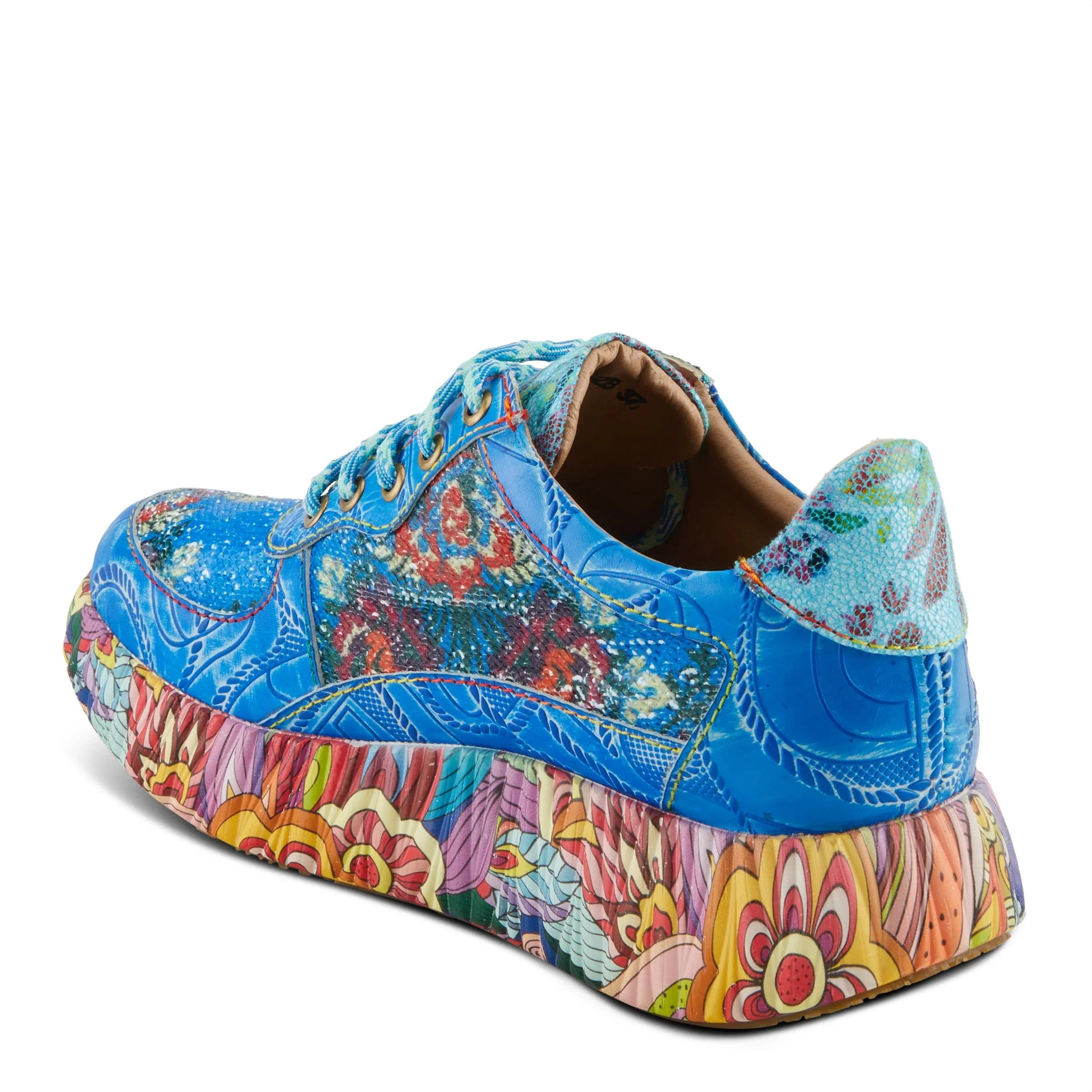 Spring Step L'Artiste Women's CAFFEY Multicolored Fashion Sneakers | Unique Energetic Patterns Blue Multi EU 42 / US 10.5-11