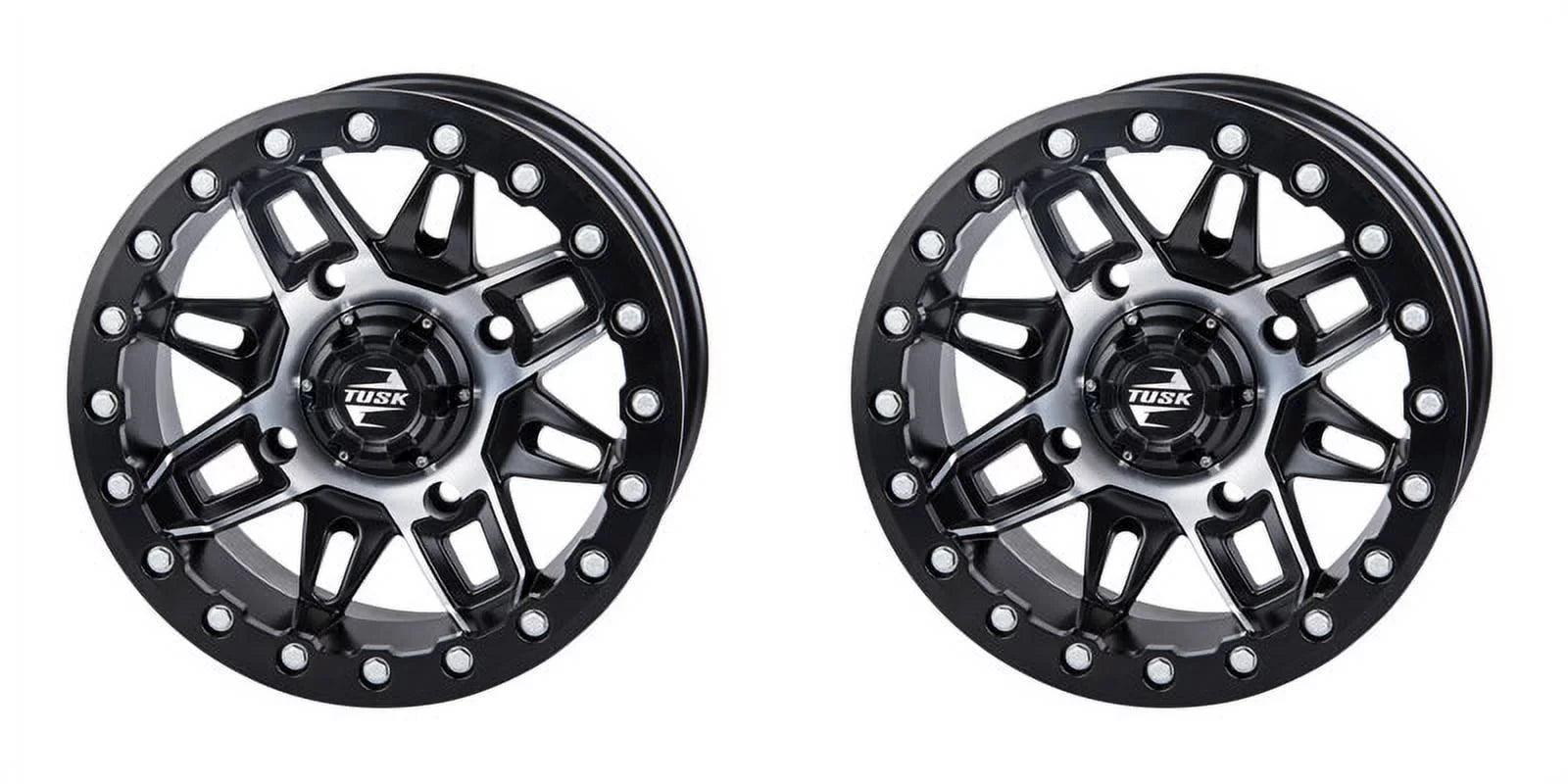 (2 Pack) 4/137 Tusk Wasatch Beadlock Wheel 15x7 5.0 + 2.0 Machined/Black For CAN-AM Defender HD10 Pro Limited 2021-2022