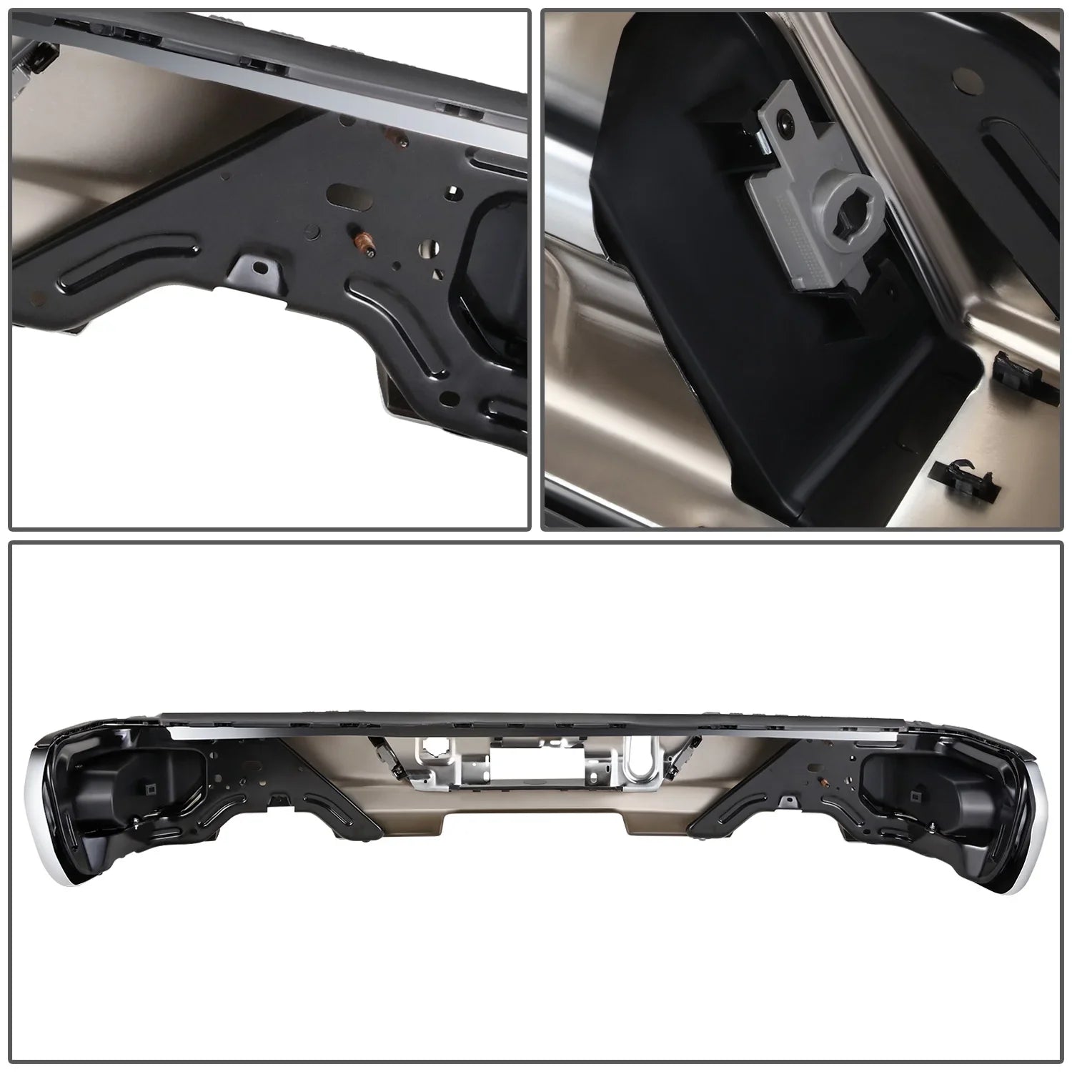 DNA Motoring STEPBUM-10067 For 2019-2023 Silverado Sierra Chrome Rear Step Bumper With Dual Exhaust Cutouts