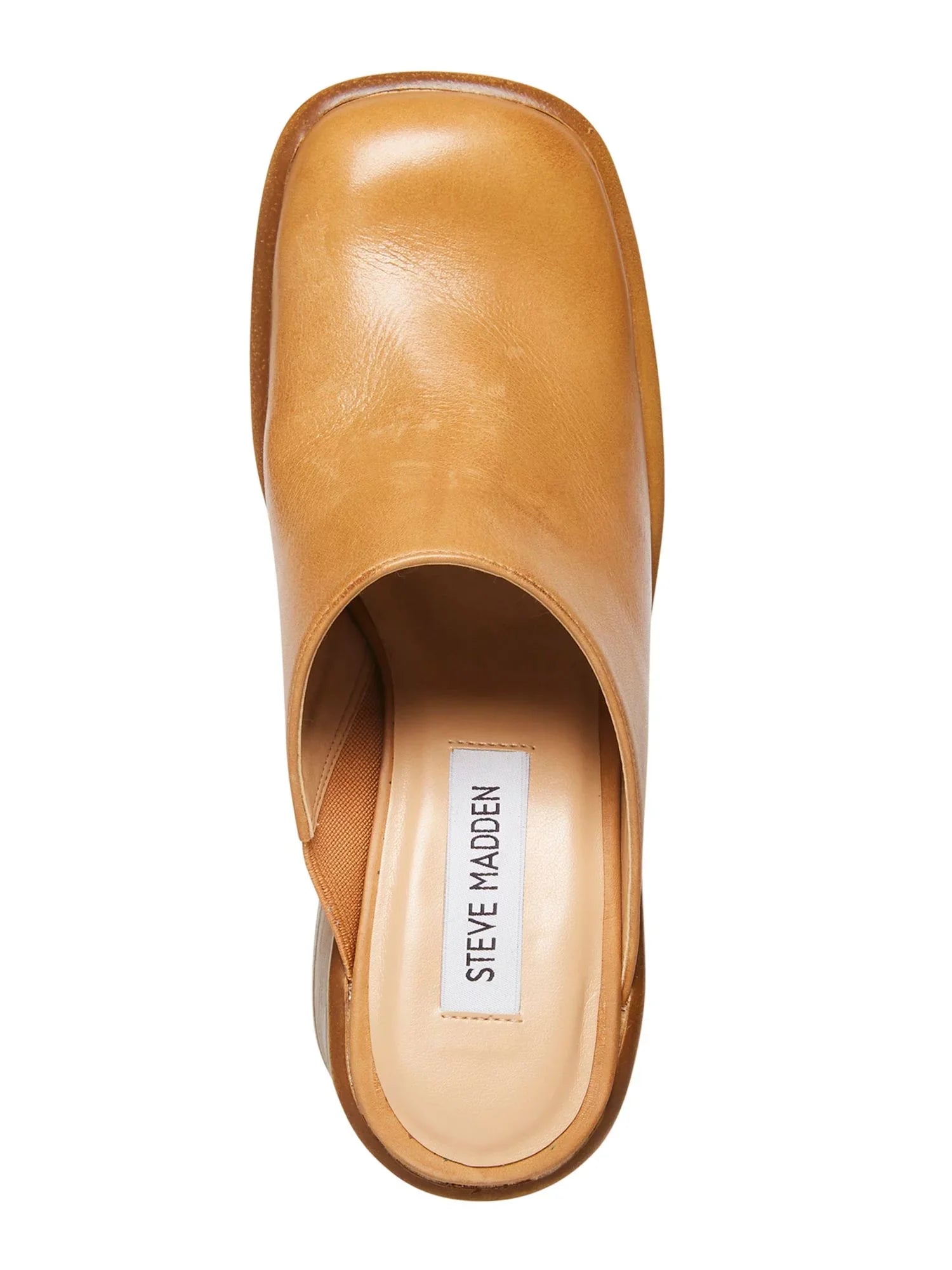STEVE MADDEN Womens Beige 1" Platform Padded Goring Flirtie Square Toe Block Heel Slip On Leather Clogs Shoes 8 M