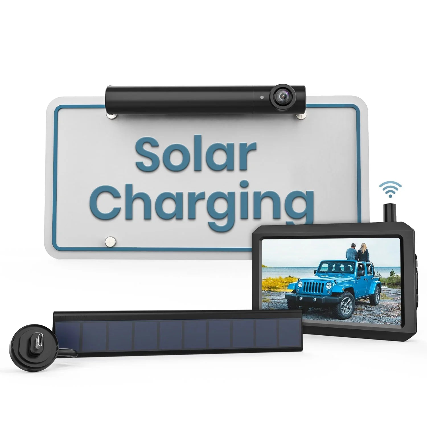 Solar Wireless Backup Camera Trailer Rear View Camera HD Reverse Assistance Supports 2 Cameras