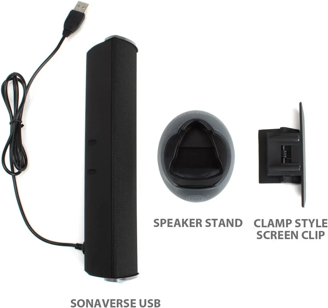 SonaVERSE USB Speakers for Computer Computer - USB Powered Mini Sound Bar with -On Portable External Speaker