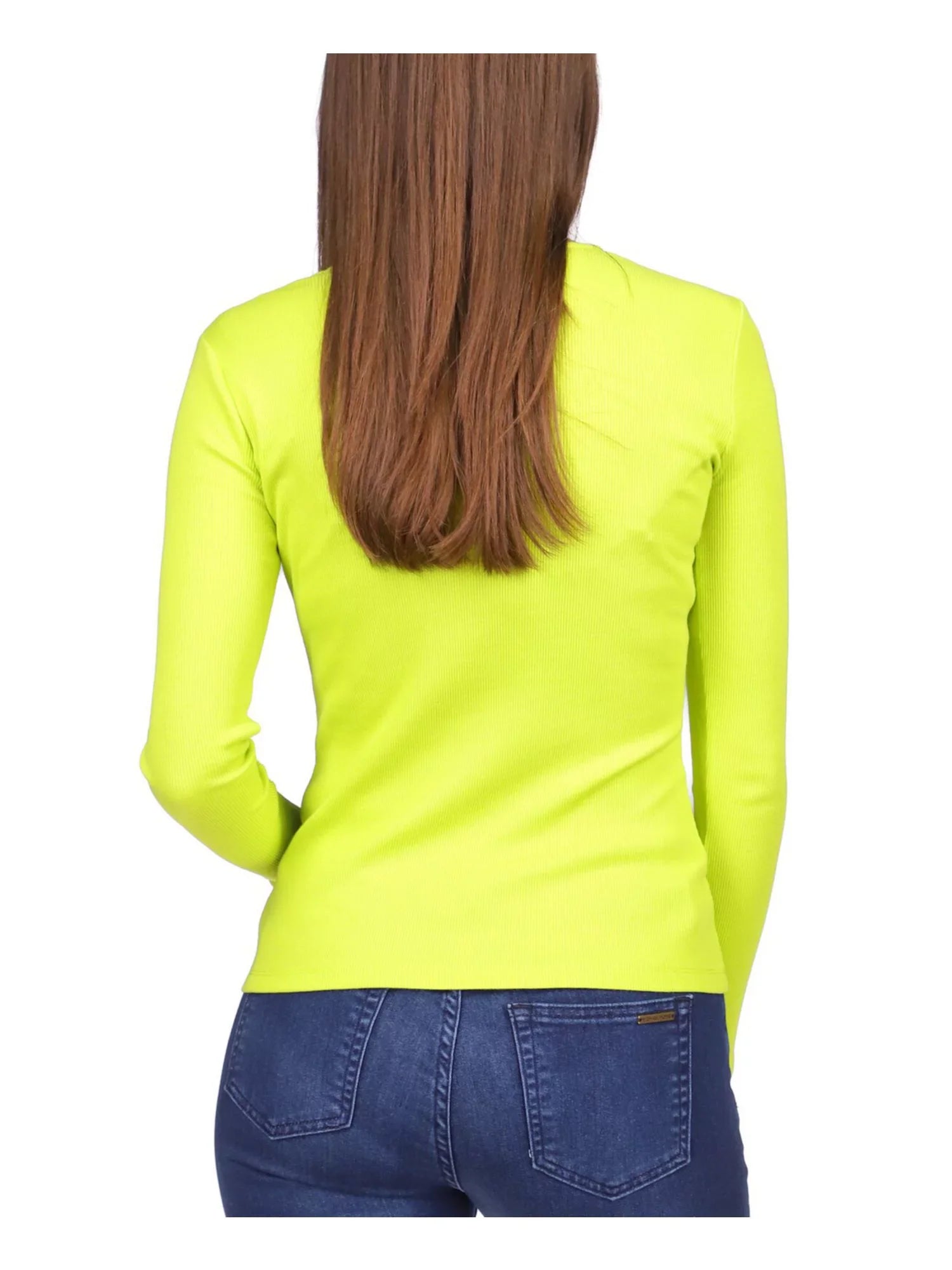 MICHAEL KORS Womens Green Cut Out Ribbed Ring Hardware Long Sleeve V Neck Top XL