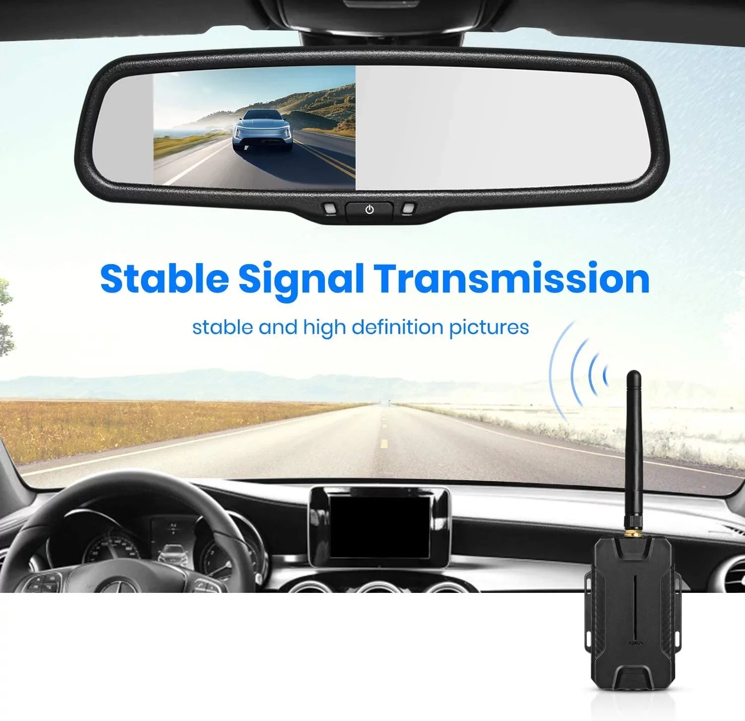 Auto-Vox Wireless Backup Camera Kit OEM Look Rear View Mirror Monitor for Trucks, No Wiring Installation (T1400U)