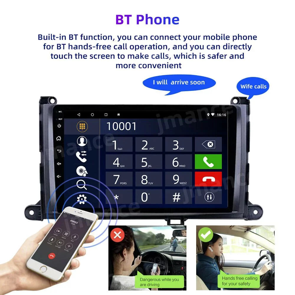 JMANCE Android 10 Car Stereo for Toyota Sienna 2011-2014 Support Wireless Apple CarPlay Andriod Auto with Backup Camera