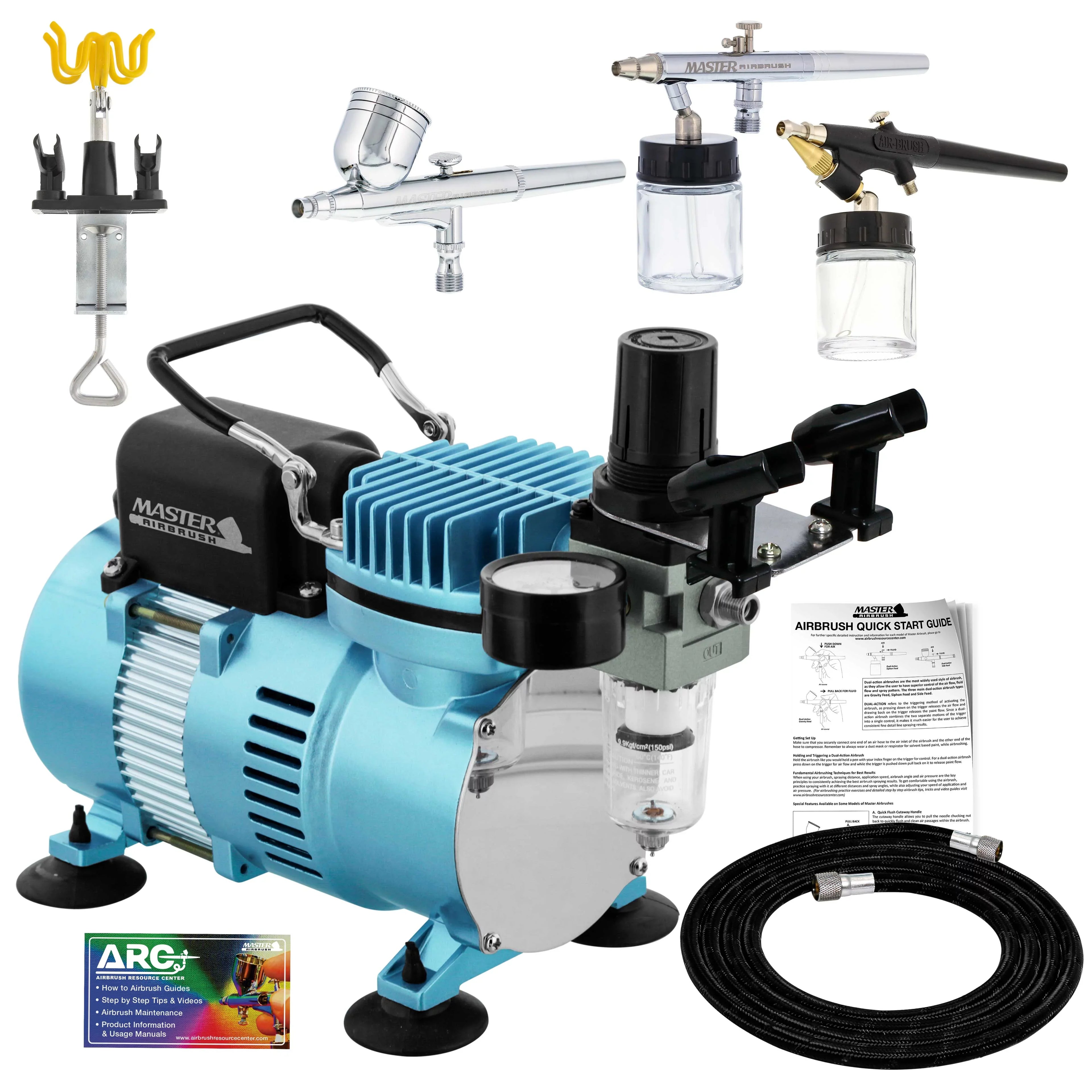 New 3 Airbrush & Compressor Kit Dual-Action Spray Air Brush Set Tattoo Nail Art