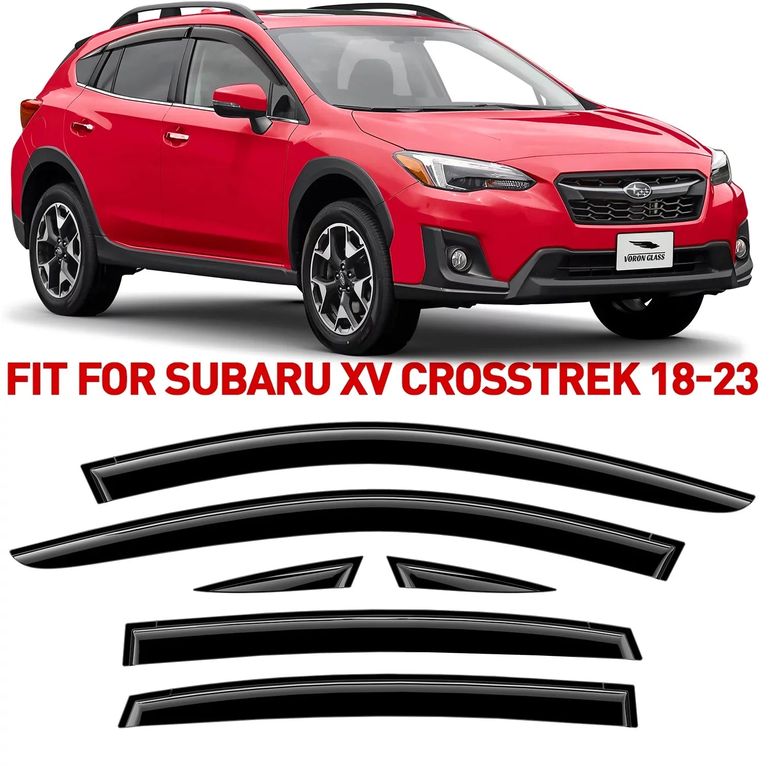 Voron Glass Tape-on Extra Durable Rain Guards for Subaru XV Crosstrek 2018-2024, Window Deflectors, Vent Window Visors, 6 Pieces - 100489
