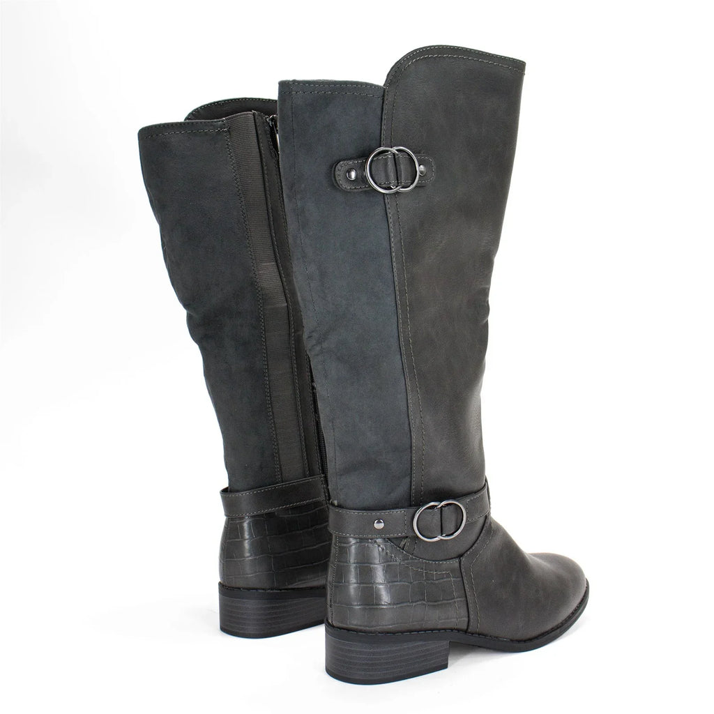 Karen Scott Women's Leandraa Extra Wide Calf Riding Boot, Grey,8 M US