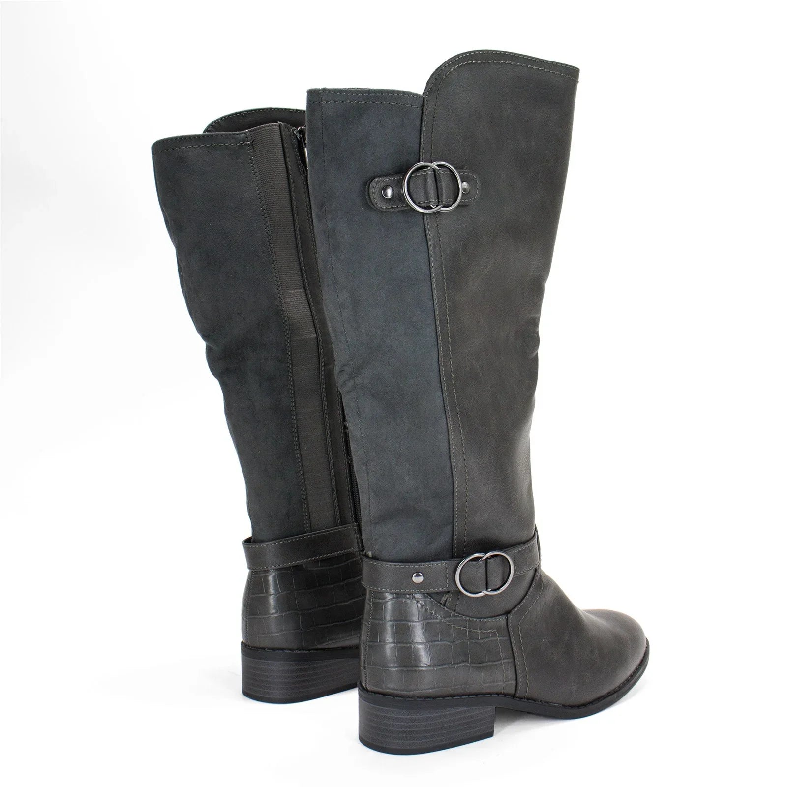 Karen Scott Women's Leandraa Extra Wide Calf Riding Boot, Grey,8 M US