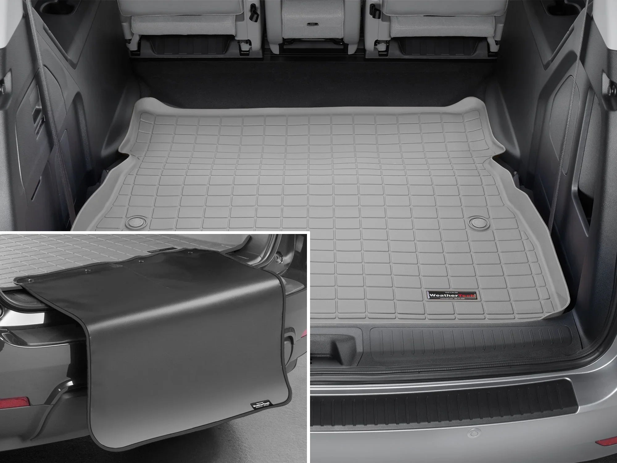 WeatherTech Cargo Trunk Liner with Bumper Protector compatible with 2018-2024 Honda Odyssey - Behind 2nd Row Seating With Bumper Protector, Grey