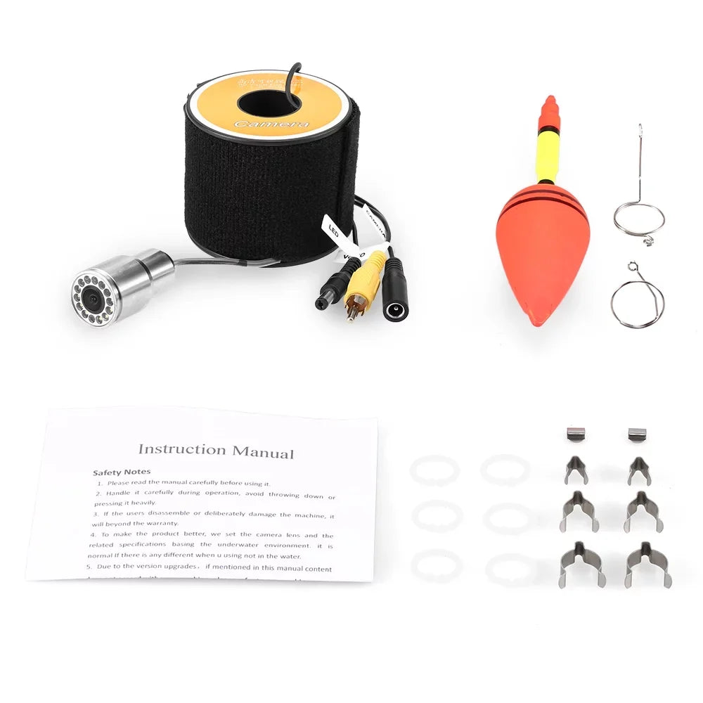 Tomshoo 1200TVL Underwater Fishing 12 LEDs Night Vision Waterproof Fish Shape Boat Ice Fishing Accessories with 15m30m50m Cable