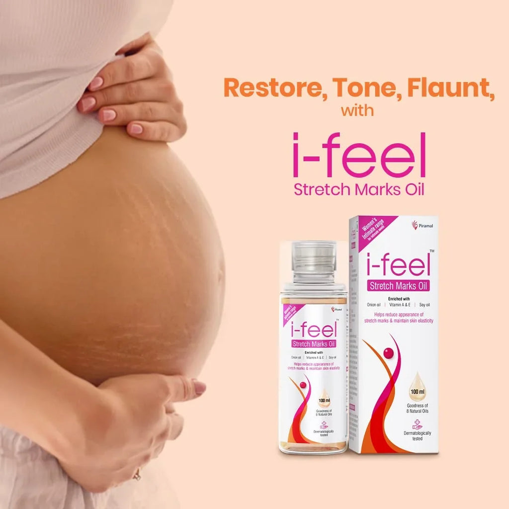 I-Feel Stretch Mark Oil For Pregnancy Stretch Marks | Scar Removal Oil | Dermatologically Tested | Even Toned Skin With Goodness Of Vitamin E, A And Natural Oils | 100 Ml