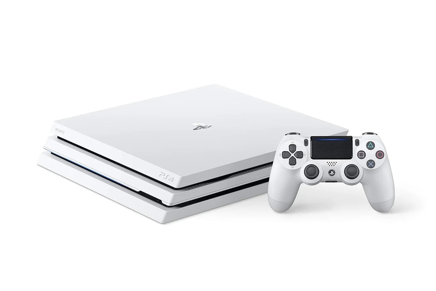 Sony PlayStation 4 Pro 1TB Gaming Console Glacier White HDMI Cable With BOLT AXTION Cleaning Kit Bundle Like New