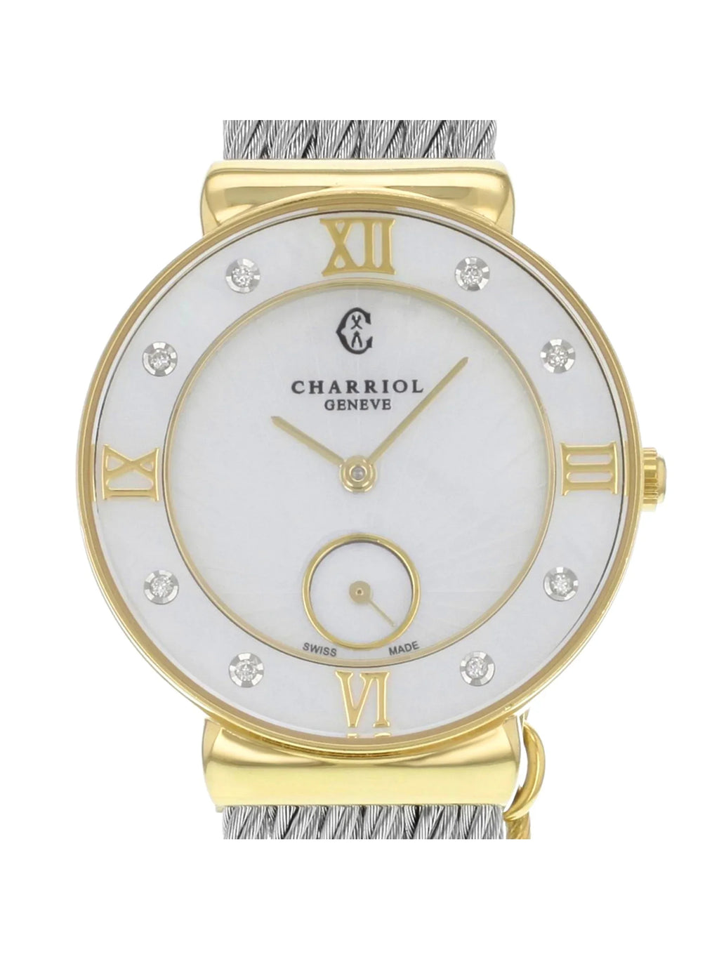 New Charriol St Tropez MOP Diamonds Steel Quartz Ladies Watch ST30YD.560.009