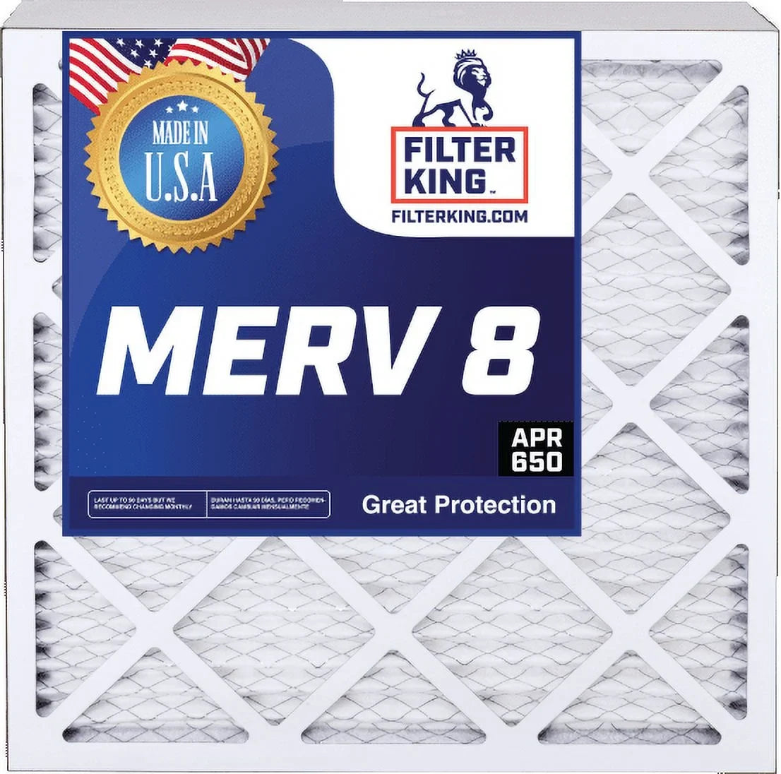 Filter King 19.5x24.5x1a Air Filter | 3-PACK | MERV 8 HVAC Pleated A/C Furnace Filters | MADE IN USA | Actual Size: 19.5 x 24.5 x .75"