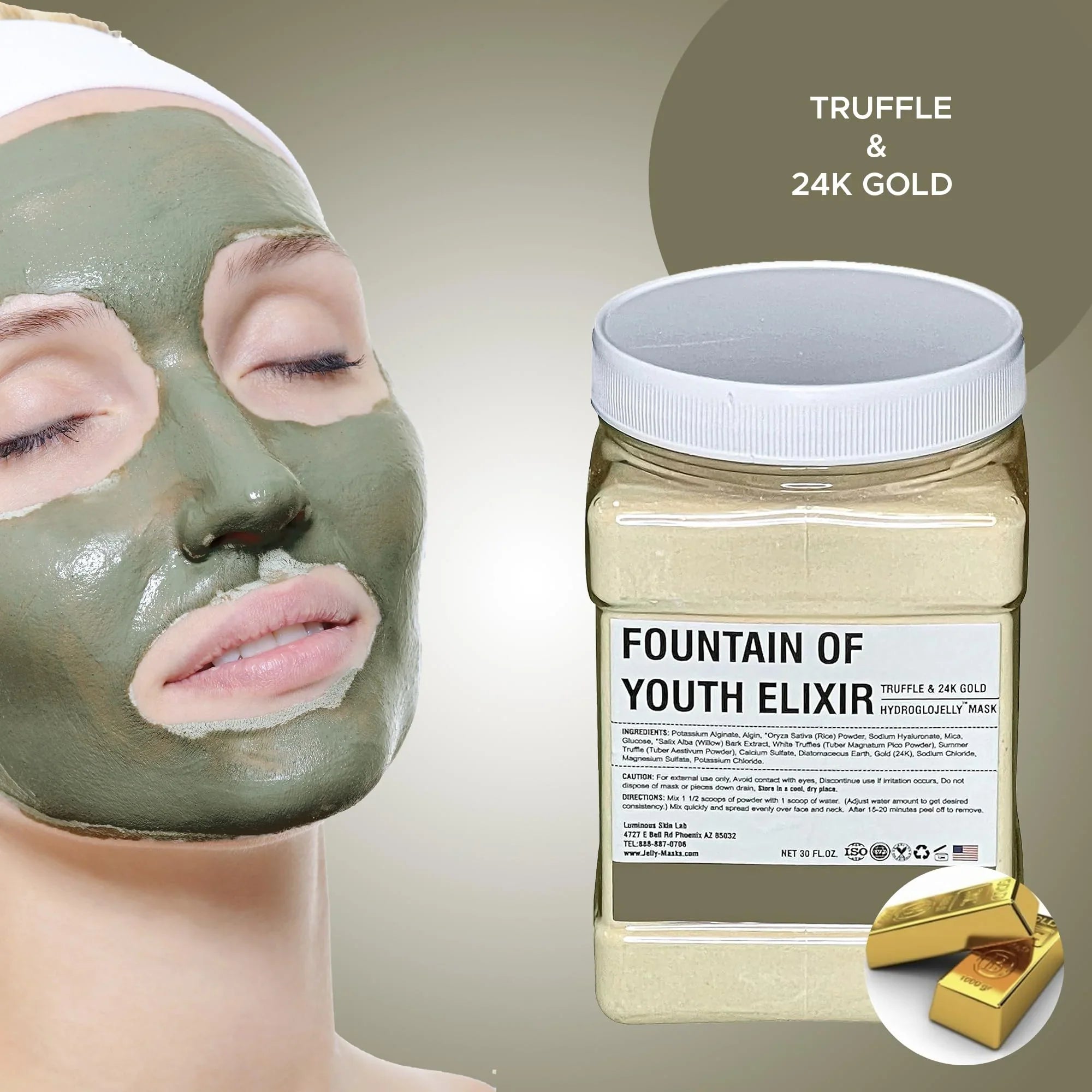 Luminous Skin Lab Fountain of Youth Elixir Jelly Mask, Peel off Facial Mask, Anti-Aging, Reducing Dark Spot, All Skin Types, 30 fl oz