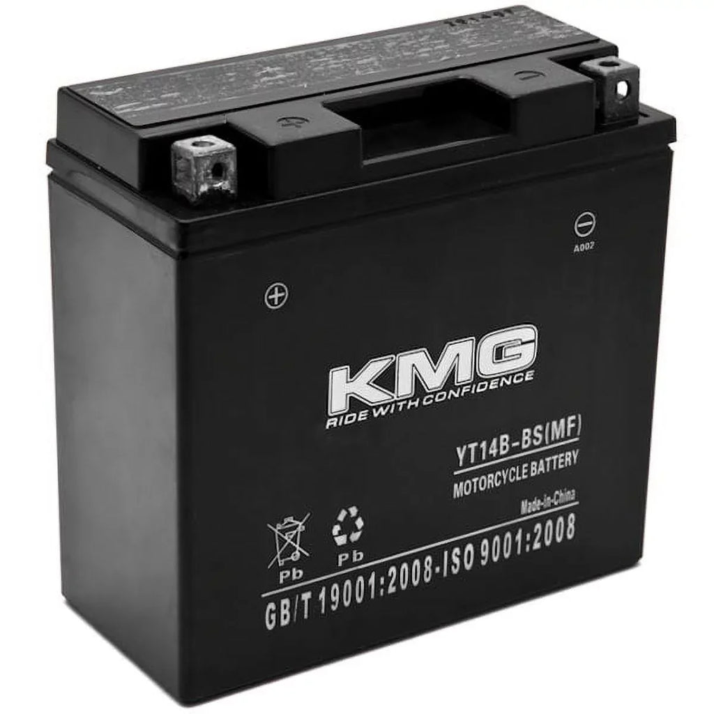 YT14B-BS Battery Compatible with Yamaha 1700 XV17P Road Star Warrior 2002-2008 Sealed Maintenance Free 12V Battery High Performance SMF OEM Replacement Powersport Motorcycle ATV Snowmobile Watercraft