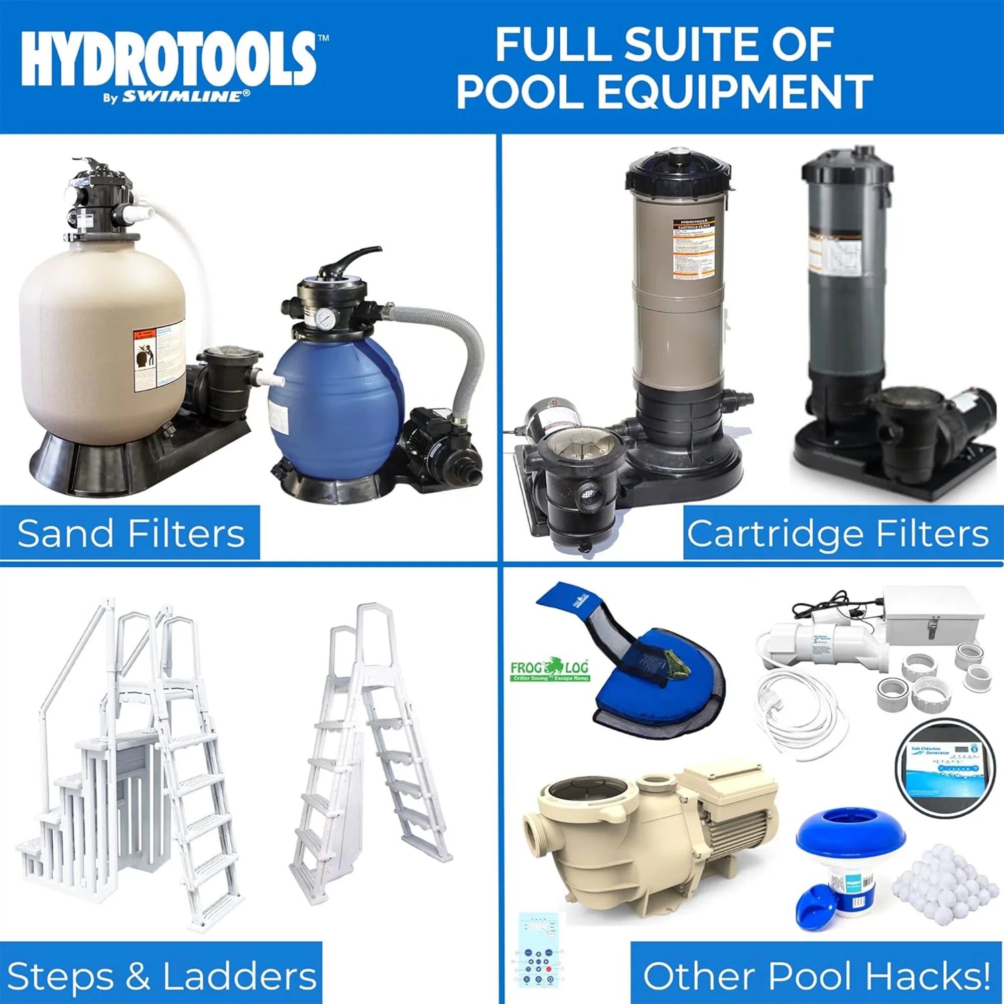 HYDROTOOLS By SWIMLINE 714061 Hydro-Flo 0.35 HP (0.45 THP) 2400 GPH ABOVE GROUND Powerful Pool Pump 1 Speed Extra Large Strainer Basket Vertical Discharge 115V Energy Saving Silent Noise DOE Certified