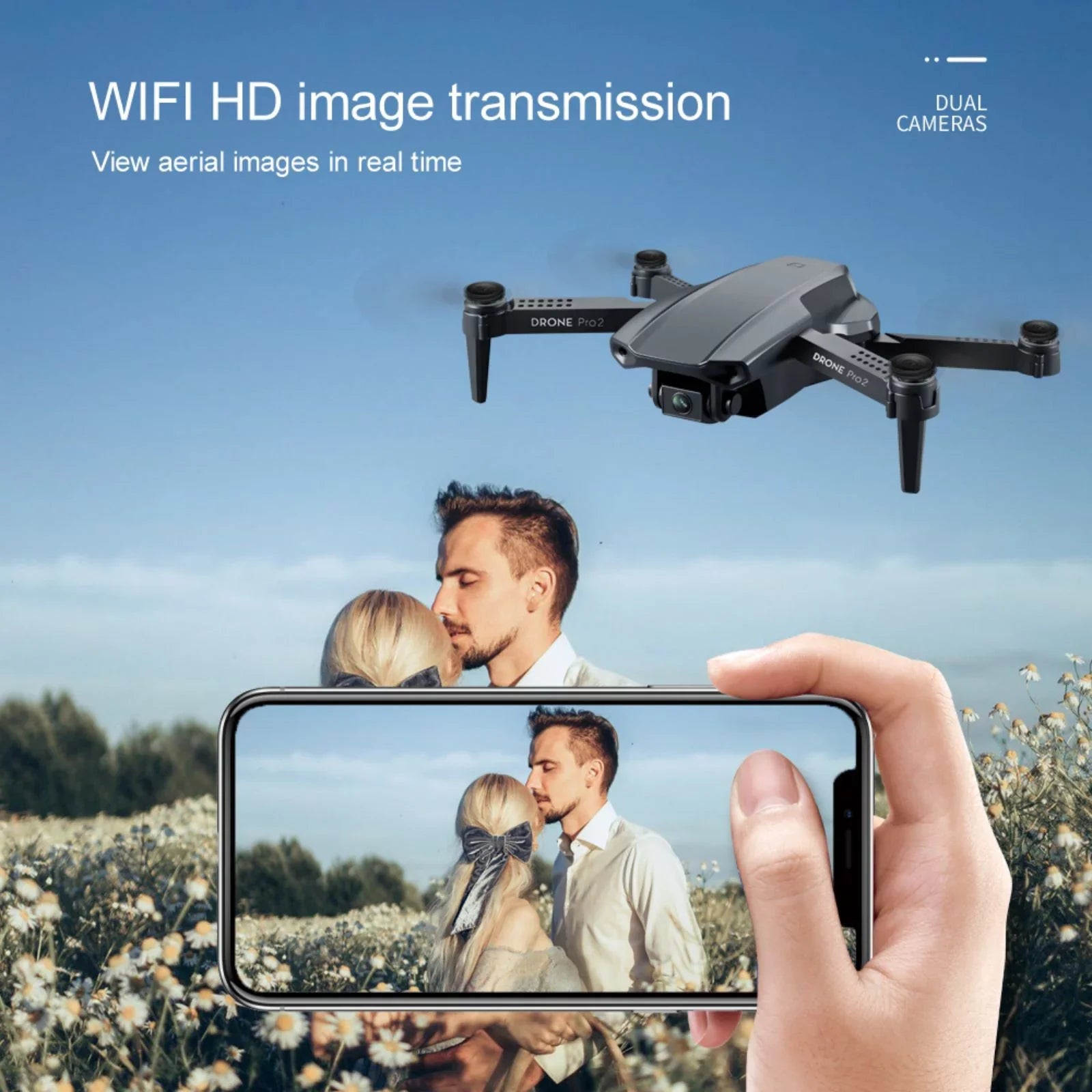 Dqacd 2021 New E99 PRO RC Drone 4K HD Dual Camera GPS WiFi FPV Foldable Drone